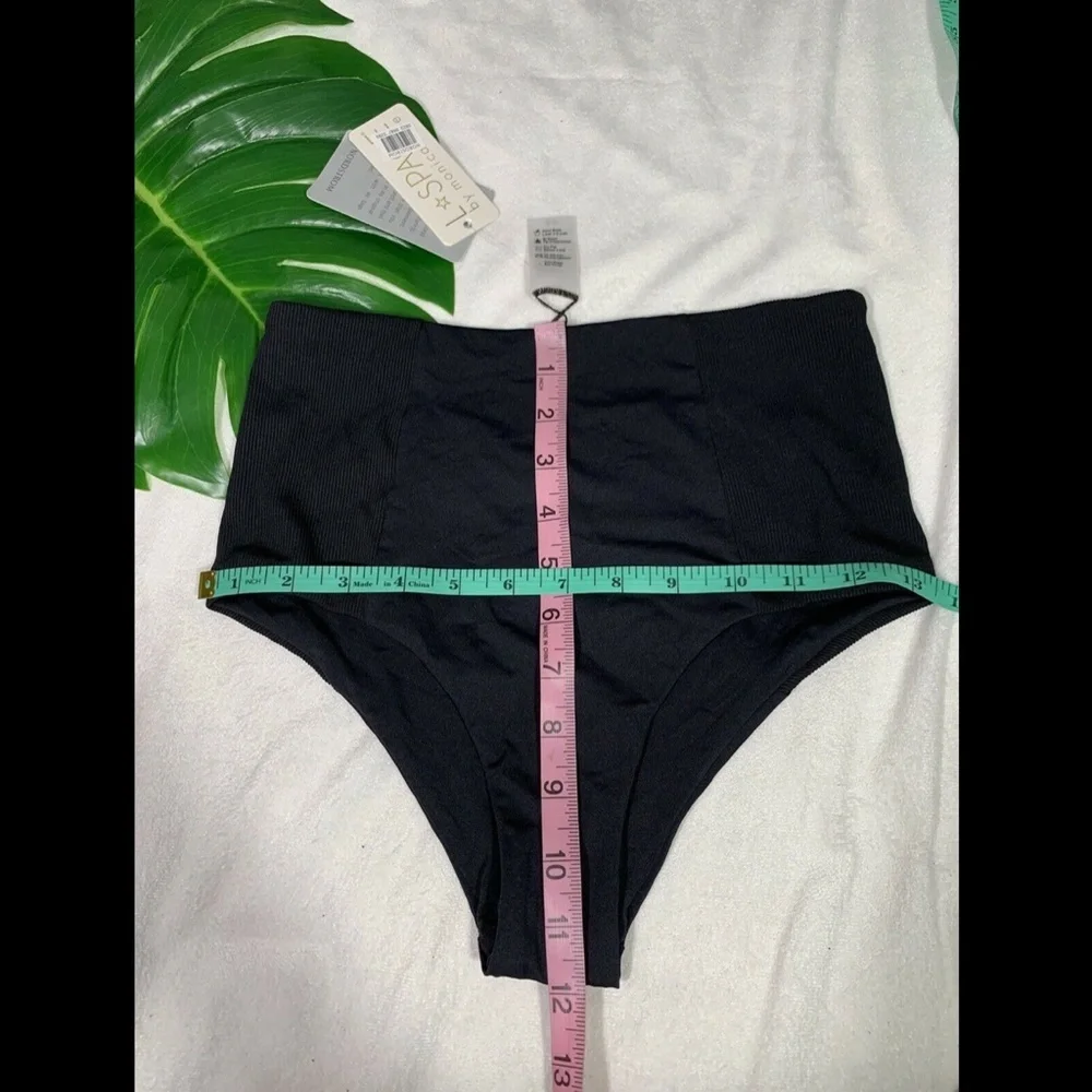 NWT $99‎ L Space Jackie High Waist Bitsy Cut Bikini Bottoms Black [ Small ]